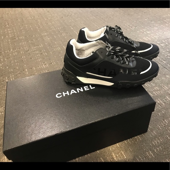 chanel black white sneakers